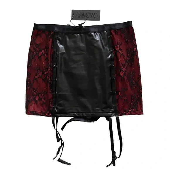 DollsKill | NWT’s gothic lace stud embellished and embroidered garter mini skirt - Picture 4 of 9